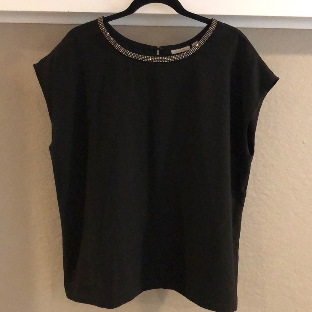 Halogen short sleeved blouse with collar detail